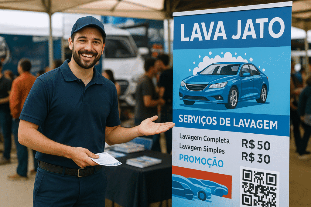 placas externas para lava jato atraindo clientes na rua