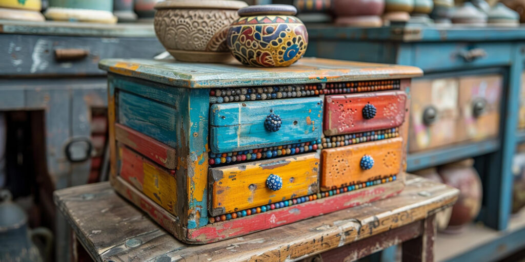 Detalhe de vasos feitos com garrafas de vidro, um exemplo de reaproveitamento de objetos