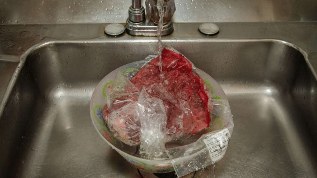 Gaveta de freezer com alimentos congelados, ilustrando a crença de que congelar mata bactérias.